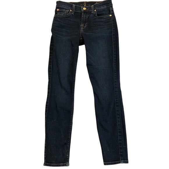 7 For All Mankind Denim - 7 For All Mankind Women's Jeans Size 25 Skinny Fit Dark Wash Stretch Cotton Blen